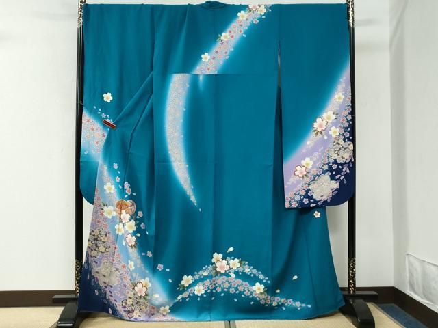 平和屋着物●豪華振袖　駒刺繍　毬舞花文　暈し染め　金彩　正絹　逸品　CABM4602yc