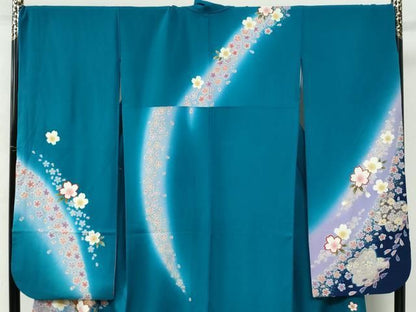 平和屋着物●豪華振袖　駒刺繍　毬舞花文　暈し染め　金彩　正絹　逸品　CABM4602yc