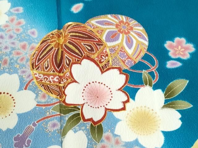 平和屋着物●豪華振袖　駒刺繍　毬舞花文　暈し染め　金彩　正絹　逸品　CABM4602yc