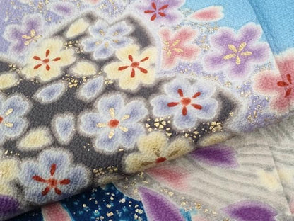 平和屋着物●豪華振袖　駒刺繍　毬舞花文　暈し染め　金彩　正絹　逸品　CABM4602yc