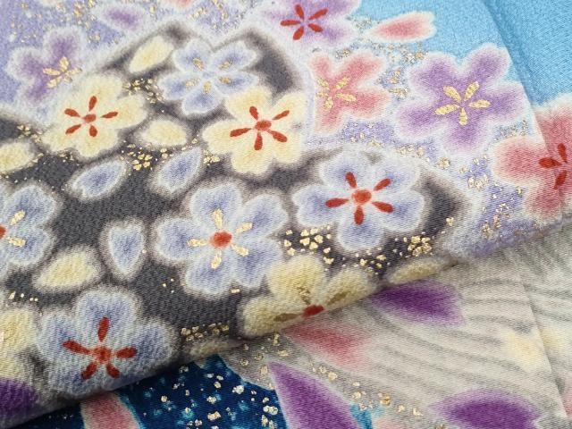 平和屋着物●豪華振袖　駒刺繍　毬舞花文　暈し染め　金彩　正絹　逸品　CABM4602yc
