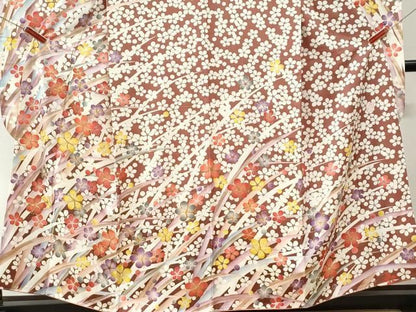 平和屋着物●紫綬褒章　巨匠『岩田専太郎』　振袖　駒刺繍　枝花文　金彩　正絹　逸品　CABM4604yc