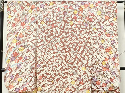 平和屋着物●紫綬褒章　巨匠『岩田専太郎』　振袖　駒刺繍　枝花文　金彩　正絹　逸品　CABM4604yc