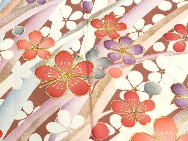 平和屋着物●紫綬褒章　巨匠『岩田専太郎』　振袖　駒刺繍　枝花文　金彩　正絹　逸品　CABM4604yc