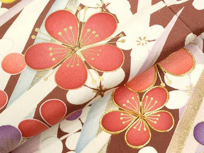 平和屋着物●紫綬褒章　巨匠『岩田専太郎』　振袖　駒刺繍　枝花文　金彩　正絹　逸品　CABM4604yc