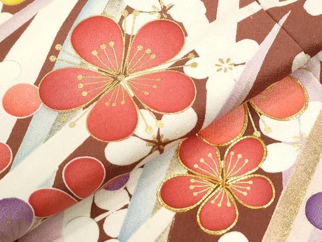 平和屋着物●紫綬褒章　巨匠『岩田専太郎』　振袖　駒刺繍　枝花文　金彩　正絹　逸品　CABM4604yc