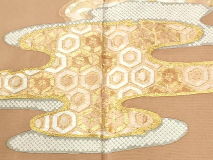 平和屋着物●中国三大刺繍　相良刺繍　訪問着　駒刺繍　霞吉祥文　正絹　逸品　CABM4606yc