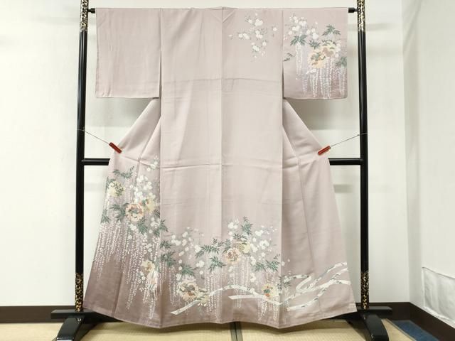 平和屋着物●訪問着　鬘帯雪輪枝垂れ花文　暈し染め　金彩　正絹　逸品　CABM4607yc