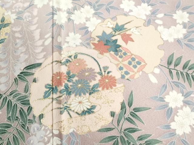 平和屋着物●訪問着　鬘帯雪輪枝垂れ花文　暈し染め　金彩　正絹　逸品　CABM4607yc