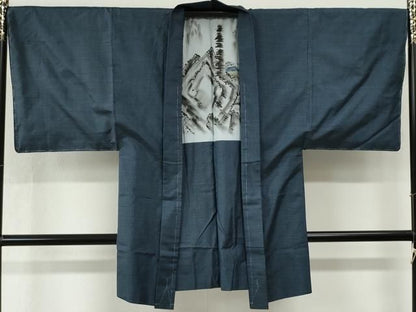 平和屋着物●男性　本場大島紬　アンサンブル　正絹　格子　逸品　CABM4616yc