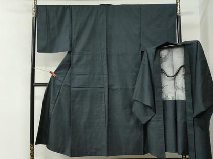平和屋着物●男性　本場大島紬　アンサンブル　一元絣　羽裏：龍　正絹　逸品　CABM4618yc