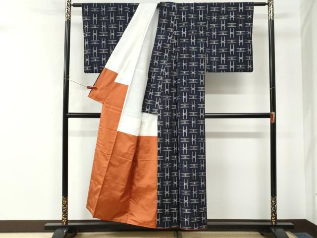 平和屋着物●本場琉球絣　紬　赤嶺猛作　証紙付き　正絹　逸品　CABM4619yc