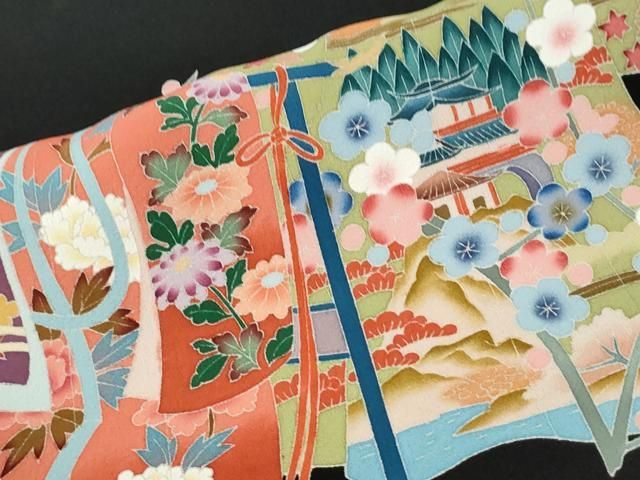平和屋着物●本加賀友禅作家　西村央　黒留袖　几帳風景草花文　さが美扱い　正絹　逸品　CABM4622yc