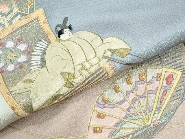 平和屋着物●豪華色留袖　刺繍　短冊人物檜扇吉祥花文　暈し染め　金彩　正絹　逸品　CABM4623yc