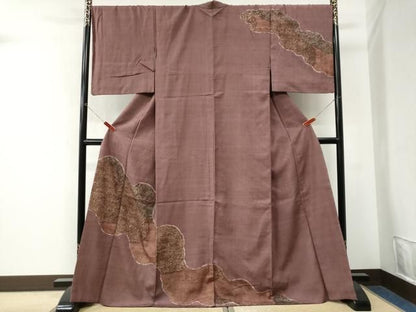 平和屋着物●訪問着　紬地　道長更紗花唐草文　正絹　逸品　CABM4624yc