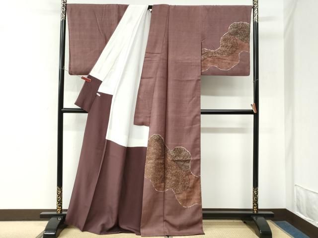 平和屋着物●訪問着　紬地　道長更紗花唐草文　正絹　逸品　CABM4624yc