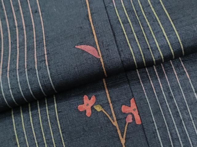平和屋着物●上質な小紋　紬地　枝花間道　高島屋扱い　正絹　逸品　CABM4625yc