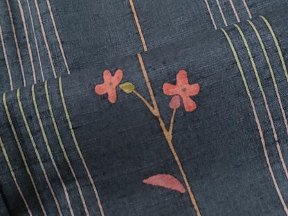 平和屋着物●上質な小紋　紬地　枝花間道　高島屋扱い　正絹　逸品　CABM4625yc