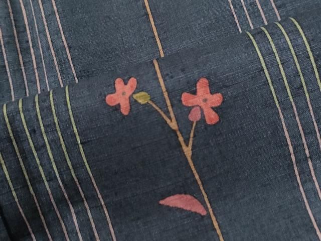 平和屋着物●上質な小紋　紬地　枝花間道　高島屋扱い　正絹　逸品　CABM4625yc