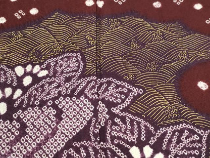 平和屋着物●訪問着　絞り　立波草花文　金彩　正絹　逸品　CABM4626yc