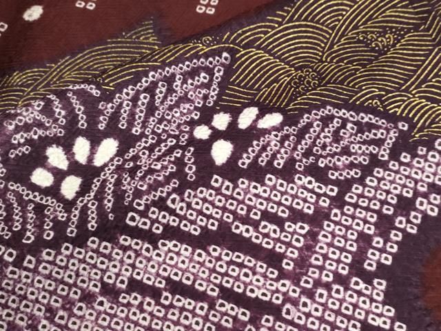 平和屋着物●訪問着　絞り　立波草花文　金彩　正絹　逸品　CABM4626yc