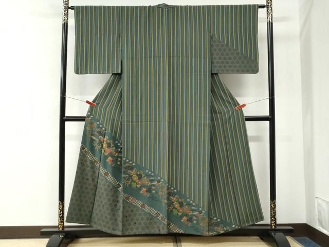 平和屋着物●訪問着　刺繍　網目花蝶文　正絹　逸品　CABM4627yc