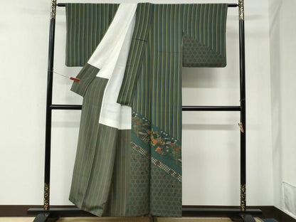 平和屋着物●訪問着　刺繍　網目花蝶文　正絹　逸品　CABM4627yc