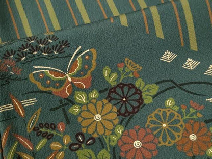 平和屋着物●訪問着　刺繍　網目花蝶文　正絹　逸品　CABM4627yc