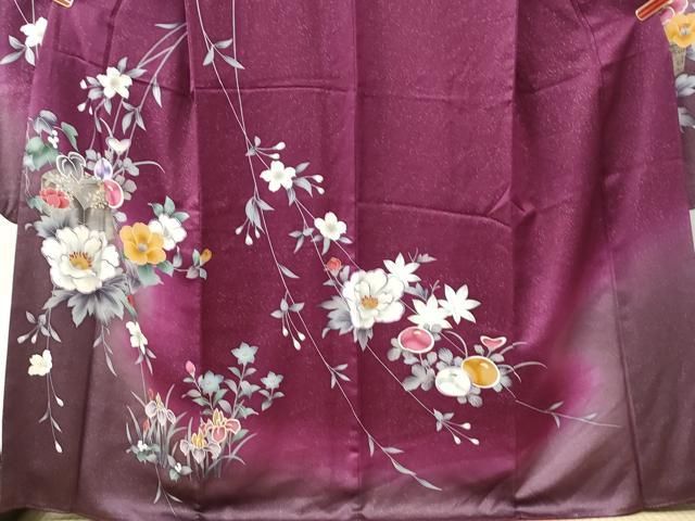 平和屋着物●豪華振袖　文箱万寿菊牡丹花文　暈し染め　金彩　正絹　逸品　CABM4629yc