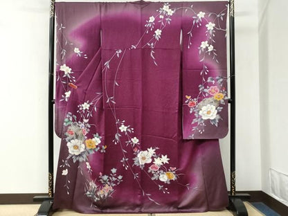 平和屋着物●豪華振袖　文箱万寿菊牡丹花文　暈し染め　金彩　正絹　逸品　CABM4629yc