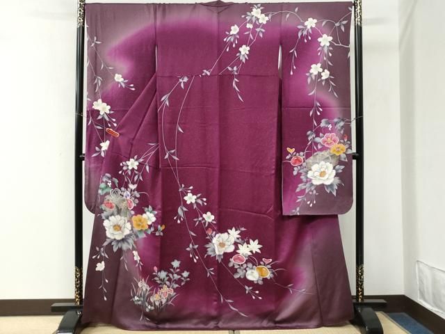 平和屋着物●豪華振袖　文箱万寿菊牡丹花文　暈し染め　金彩　正絹　逸品　CABM4629yc