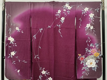 平和屋着物●豪華振袖　文箱万寿菊牡丹花文　暈し染め　金彩　正絹　逸品　CABM4629yc