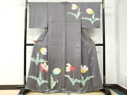 平和屋着物●訪問着　作家物　草花文　正絹　逸品　CABM4630yc