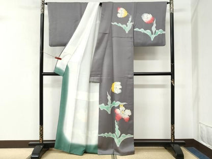 平和屋着物●訪問着　作家物　草花文　正絹　逸品　CABM4630yc