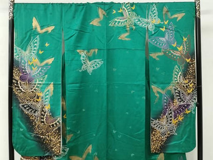 平和屋着物●豪華振袖　舞蝶文　暈し染め　金彩　正絹　逸品　CABM4632yc