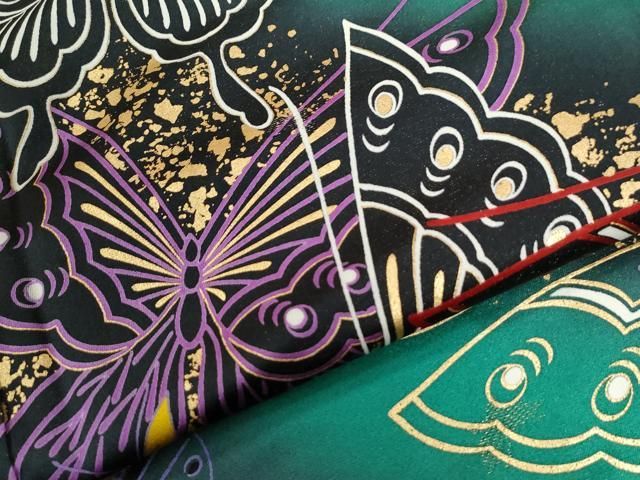 平和屋着物●豪華振袖　舞蝶文　暈し染め　金彩　正絹　逸品　CABM4632yc