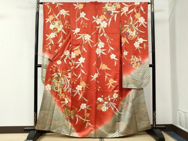 平和屋着物●豪華振袖　鳳凰草花文　暈し染め　金彩　正絹　逸品　CABM4633yc