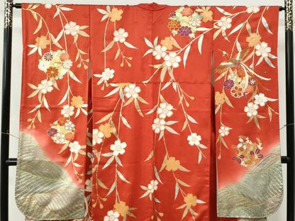 平和屋着物●豪華振袖　鳳凰草花文　暈し染め　金彩　正絹　逸品　CABM4633yc