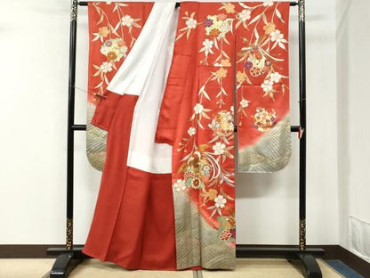 平和屋着物●豪華振袖　鳳凰草花文　暈し染め　金彩　正絹　逸品　CABM4633yc