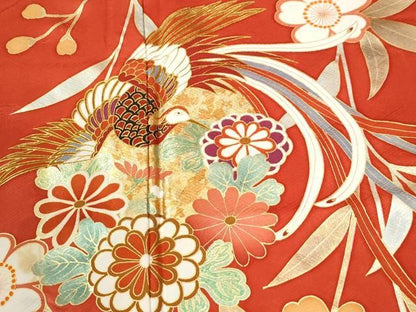 平和屋着物●豪華振袖　鳳凰草花文　暈し染め　金彩　正絹　逸品　CABM4633yc