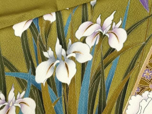 平和屋着物●豪華振袖・長襦袢セット　刺繍　牡丹枝垂れ花松文　金彩　半衿刺繍　正絹　逸品　CABM4638yc