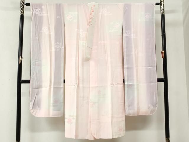 平和屋着物●豪華振袖・長襦袢セット　刺繍　牡丹枝垂れ花松文　金彩　半衿刺繍　正絹　逸品　CABM4638yc