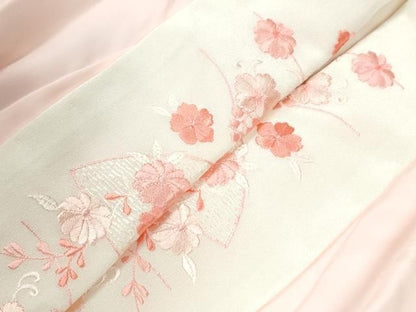 平和屋着物●豪華振袖・長襦袢セット　刺繍　牡丹枝垂れ花松文　金彩　半衿刺繍　正絹　逸品　CABM4638yc