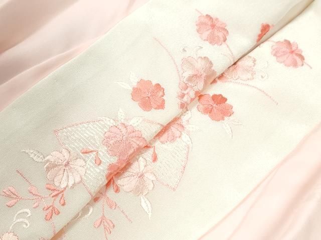 平和屋着物●豪華振袖・長襦袢セット　刺繍　牡丹枝垂れ花松文　金彩　半衿刺繍　正絹　逸品　CABM4638yc