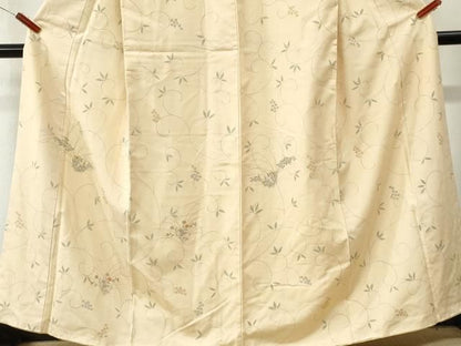 平和屋着物●訪問着　紬地　手描き　葡萄花唐草文　正絹　逸品　CABM4641yc