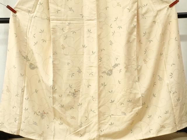 平和屋着物●訪問着　紬地　手描き　葡萄花唐草文　正絹　逸品　CABM4641yc