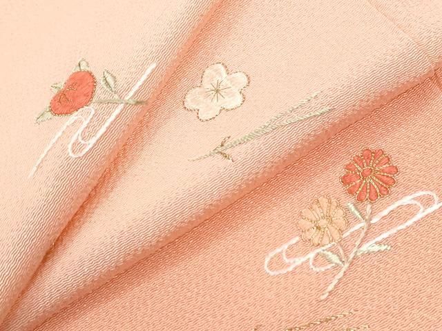 平和屋着物●訪問着　総刺繍　溢れ松葉　橘　暈し染め　金糸　鬼しぼ縮緬　正絹　逸品　未使用　CABM4648yc