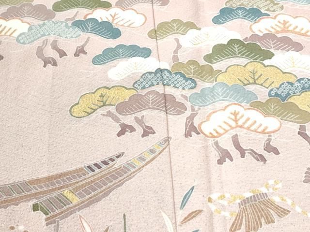 平和屋着物●訪問着　飛鶴浜松舟文　暈し染め　正絹　逸品　CABM4654yc