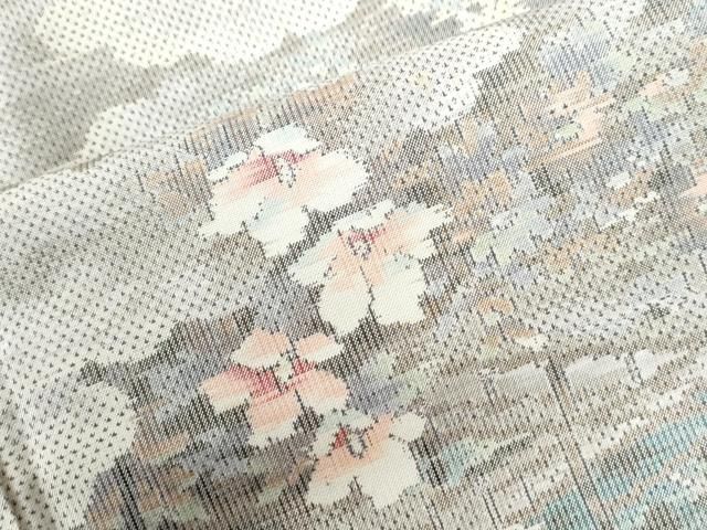 平和屋着物●本場大島紬　白大島　7マルキ　総絣　雲重ね草花文　正絹　逸品　未使用　CABM4657yc