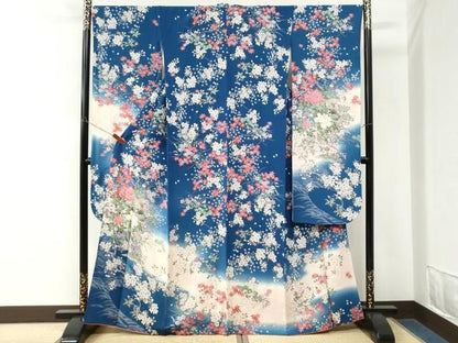 平和屋着物●豪華振袖　尾長鳥牡丹花文　暈し染め　金彩　鬼しぼ縮緬　正絹　逸品　CABM4662yc